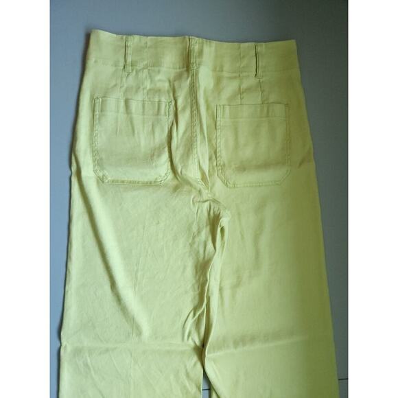 NWOT Anthropologie The Colette Cropped Wide-Leg Linen Pants Sz 31P Lime #7C412 - Picture 8 of 12